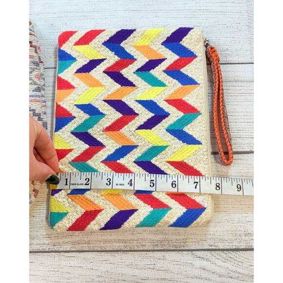 AMERICA & BEYOND Beyond/Embellished Tote Bag 3 Piece Set Boho Made In India - Picture 5 of 16